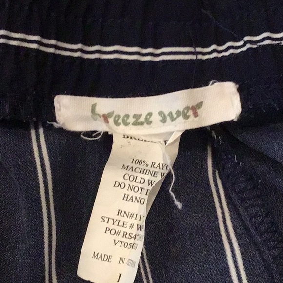 Breeze Ever Striped Elastic Waist Boho Wide Leg Pants Size Large - Picture 3 of 3